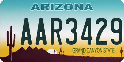 AZ license plate AAR3429