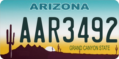 AZ license plate AAR3492