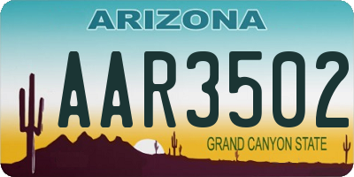 AZ license plate AAR3502