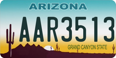 AZ license plate AAR3513