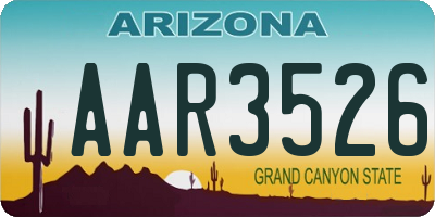 AZ license plate AAR3526