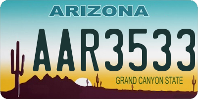 AZ license plate AAR3533