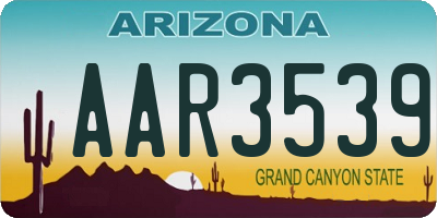 AZ license plate AAR3539