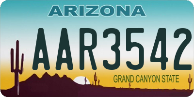 AZ license plate AAR3542
