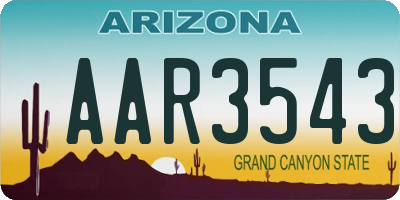 AZ license plate AAR3543