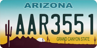 AZ license plate AAR3551