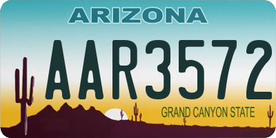AZ license plate AAR3572