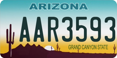 AZ license plate AAR3593