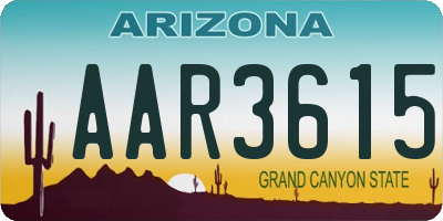 AZ license plate AAR3615