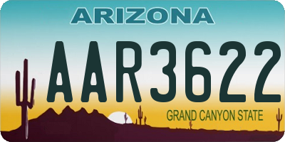 AZ license plate AAR3622