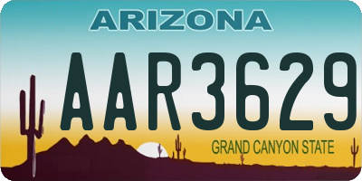 AZ license plate AAR3629
