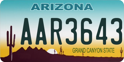 AZ license plate AAR3643