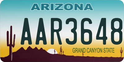 AZ license plate AAR3648
