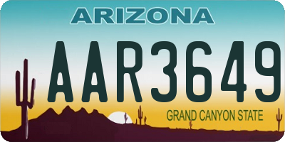 AZ license plate AAR3649