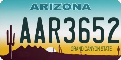 AZ license plate AAR3652