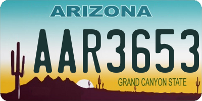 AZ license plate AAR3653