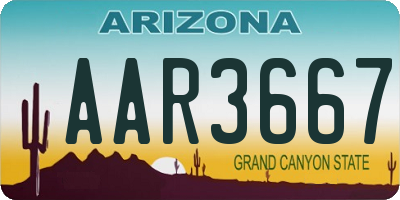 AZ license plate AAR3667