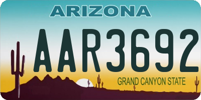 AZ license plate AAR3692
