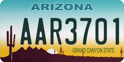 AZ license plate AAR3701