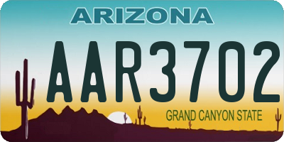 AZ license plate AAR3702