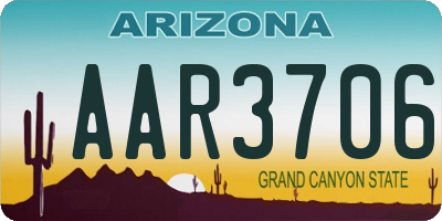 AZ license plate AAR3706