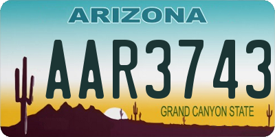 AZ license plate AAR3743