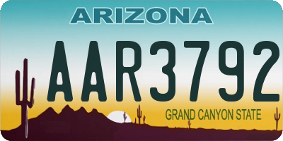 AZ license plate AAR3792