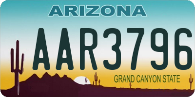 AZ license plate AAR3796