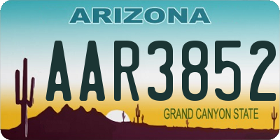 AZ license plate AAR3852