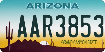 AZ license plate AAR3853