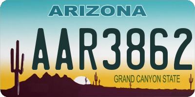 AZ license plate AAR3862