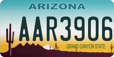 AZ license plate AAR3906