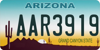 AZ license plate AAR3919