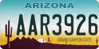 AZ license plate AAR3926
