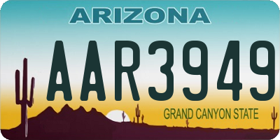 AZ license plate AAR3949