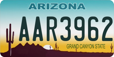 AZ license plate AAR3962