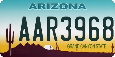 AZ license plate AAR3968