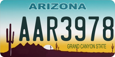 AZ license plate AAR3978