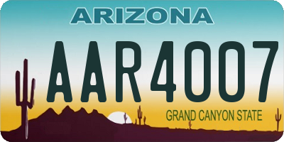 AZ license plate AAR4007