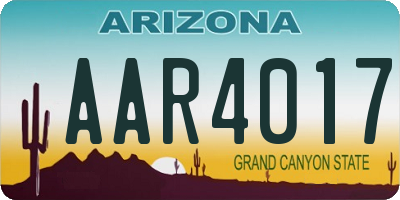 AZ license plate AAR4017