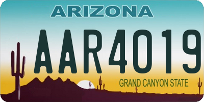 AZ license plate AAR4019
