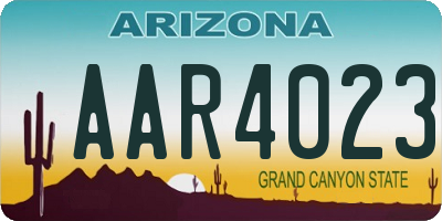 AZ license plate AAR4023