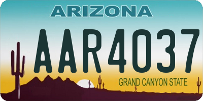 AZ license plate AAR4037