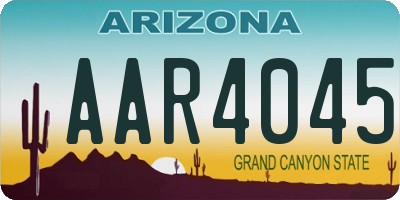 AZ license plate AAR4045