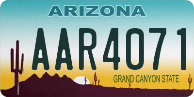 AZ license plate AAR4071