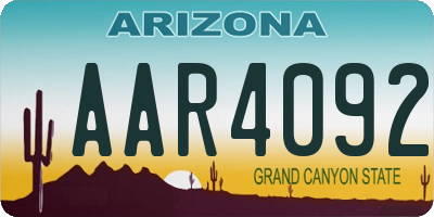 AZ license plate AAR4092