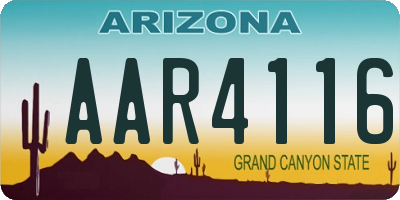 AZ license plate AAR4116