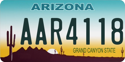 AZ license plate AAR4118