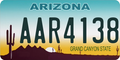 AZ license plate AAR4138