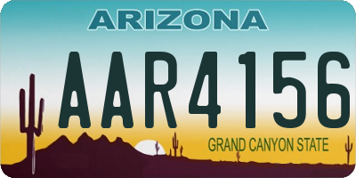 AZ license plate AAR4156